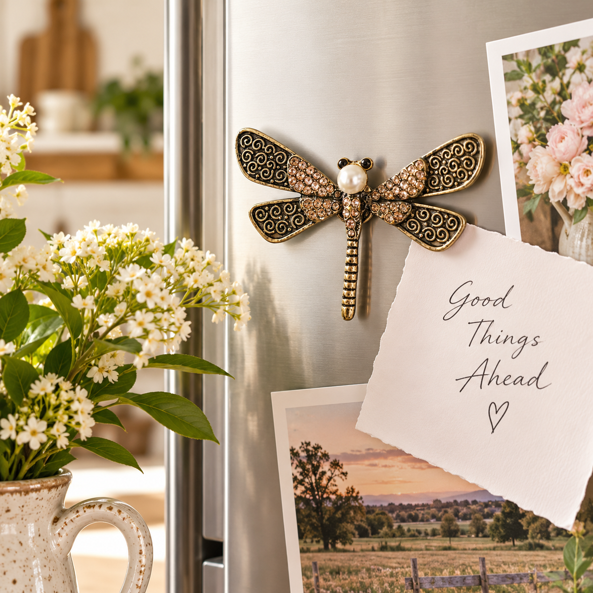 Antique Gold Dragonfly Magnet