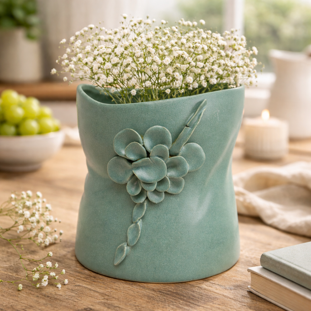 Organic Leaf Jade Vase