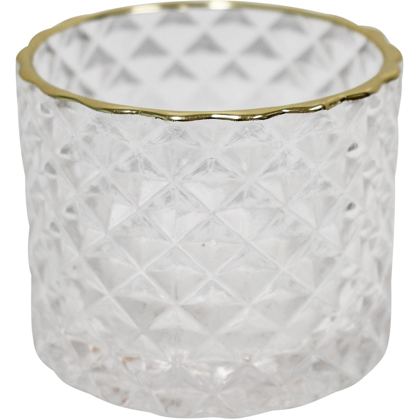 Votive Dime Glass Candle Holder with Gold Rim
