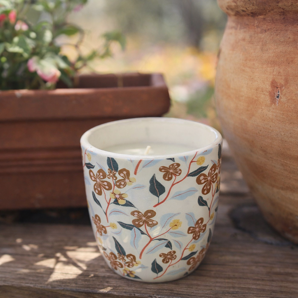 Floral Ceramic Candle – Fragrance Free