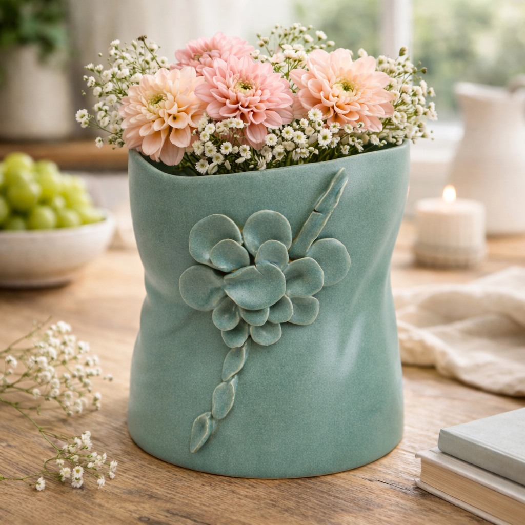 Organic Leaf Jade Vase