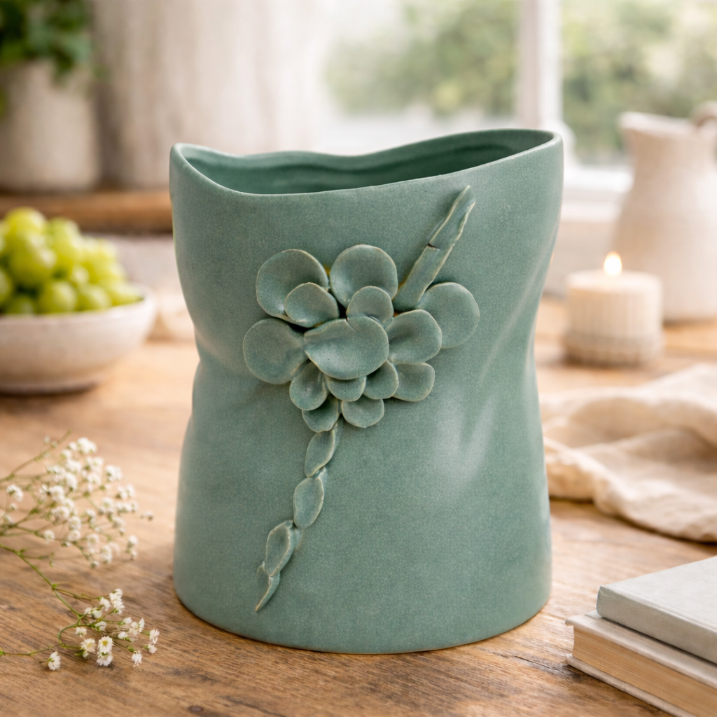 Organic Leaf Jade Vase