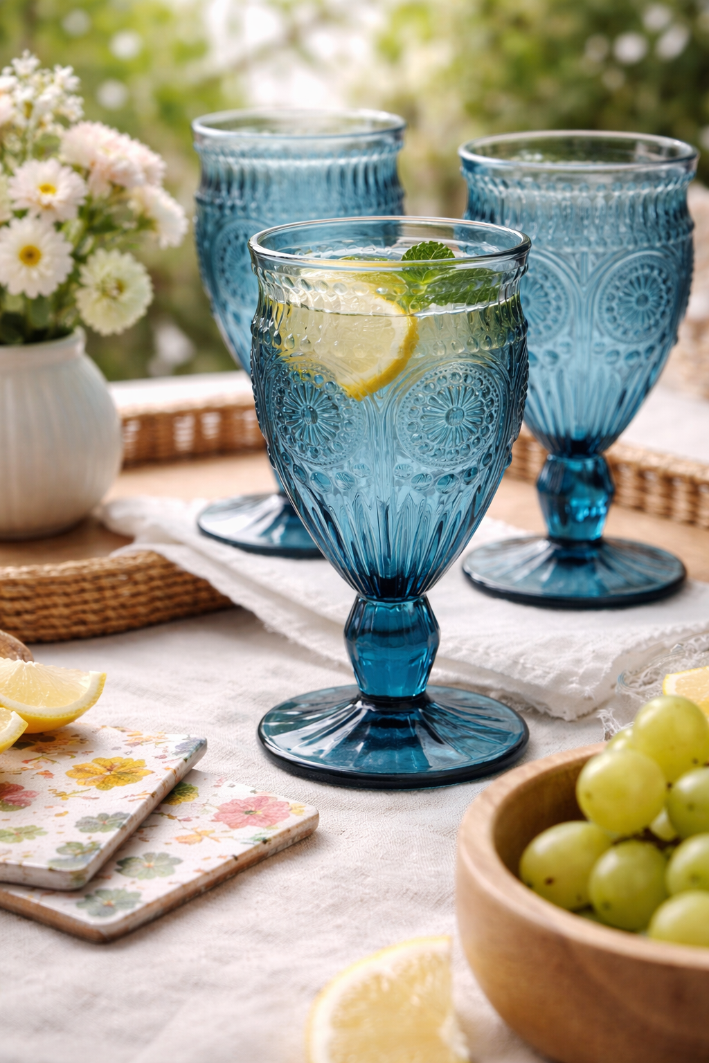 Sapphire Textured Wine Glasses – Set of 4
