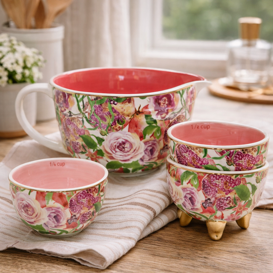 Matching Pomegranate Jug & Measuring Cups Set