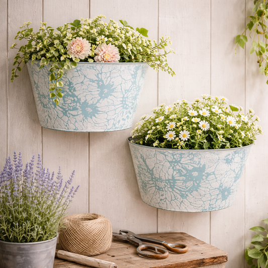 Peony Floral Wall Planter Set