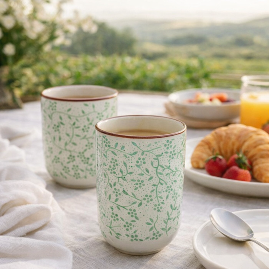 Jappa Cup Green Vine | Ceramic Tea Cup