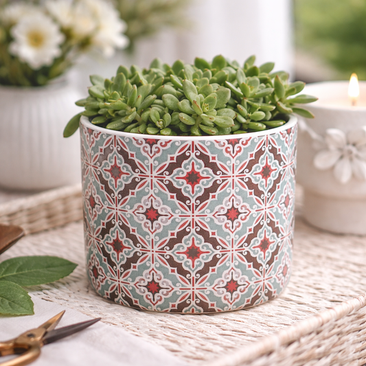 Isles Ceramic Planter – Boho Geometric Pot