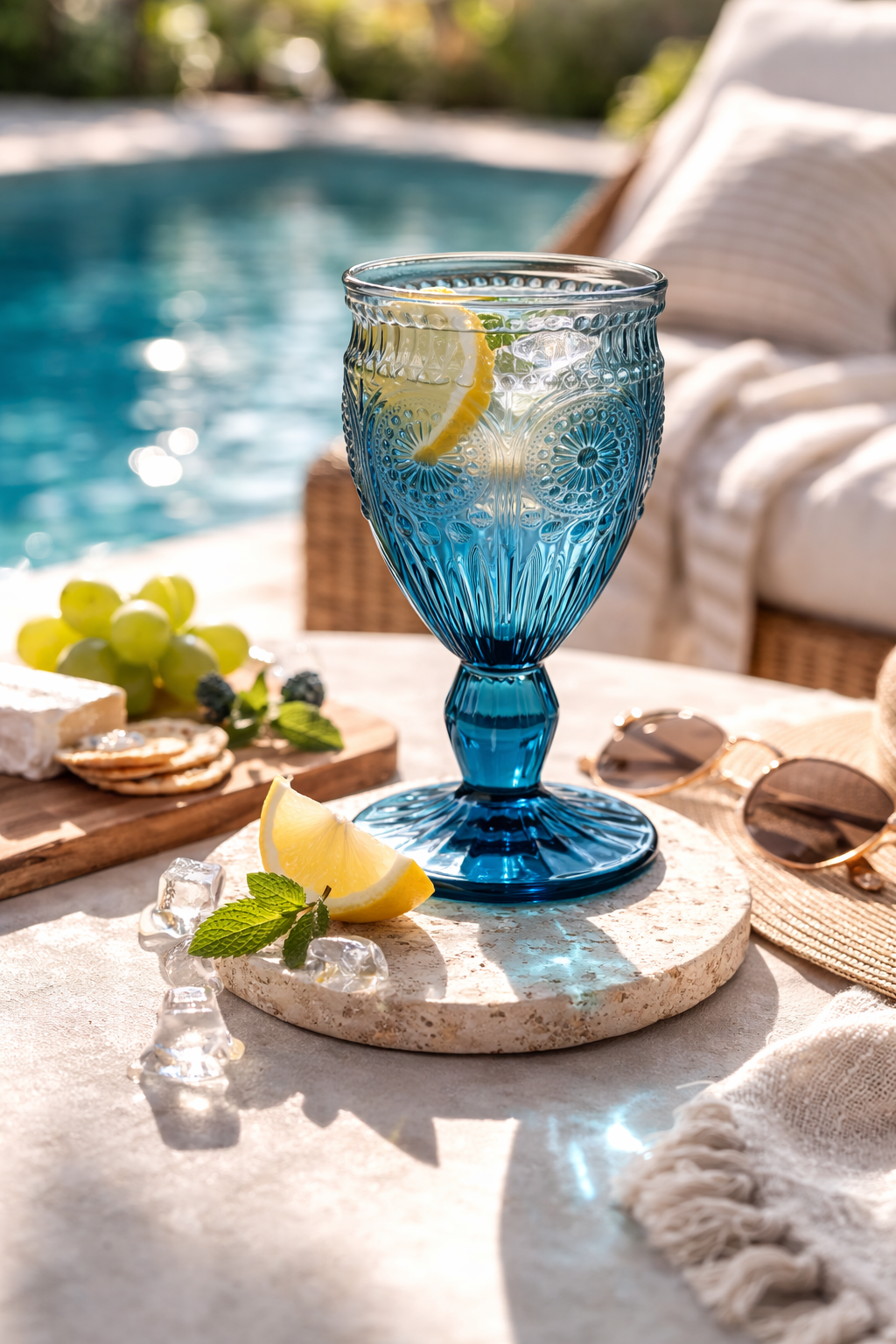 Sapphire Textured Wine Glasses – Set of 4