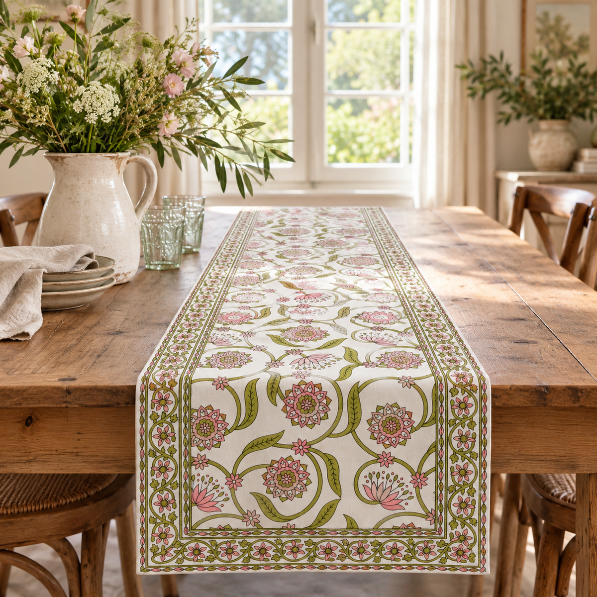 Esther Botanical Cotton Table Runner | Pre-Order