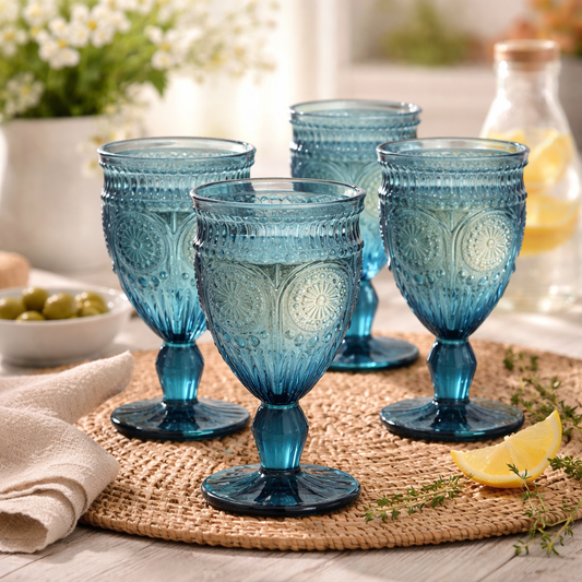 Sapphire Textured Wine Glasses – Set of 4