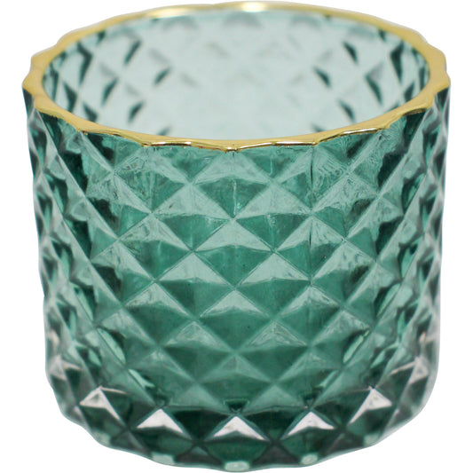 Votive Dime Glass Candle Holder with Gold Rim
