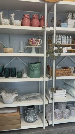 Load video: A look inside the Stonelands Farm Shop featuring the Organic Leaf Jade Vase and country homewares.